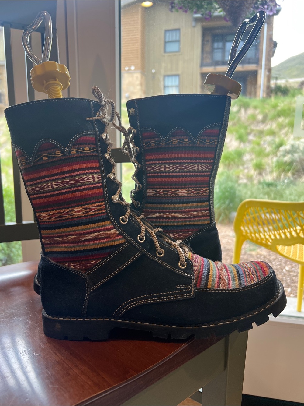Colorful Aztec Pattern Lace-Up Boots